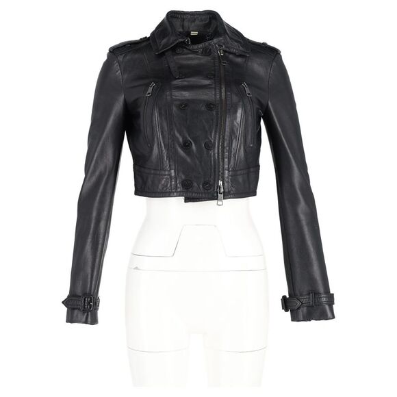 Burberry Cropped Biker Jacket in Black Leather - Picture 5 of 5